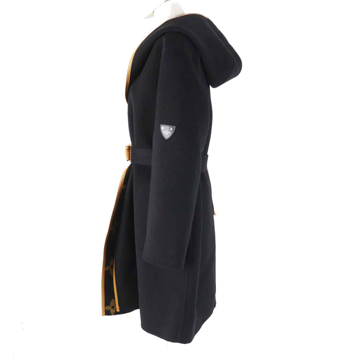 Excellent LOUIS VUITTON coat Giant Monogram Hooded Wrap wool Women 38