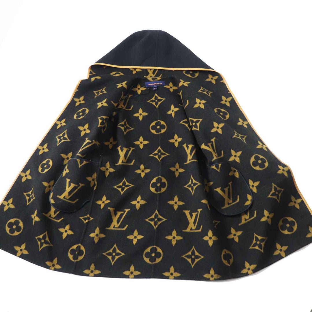 Excellent LOUIS VUITTON coat Giant Monogram Hooded Wrap wool Women 38