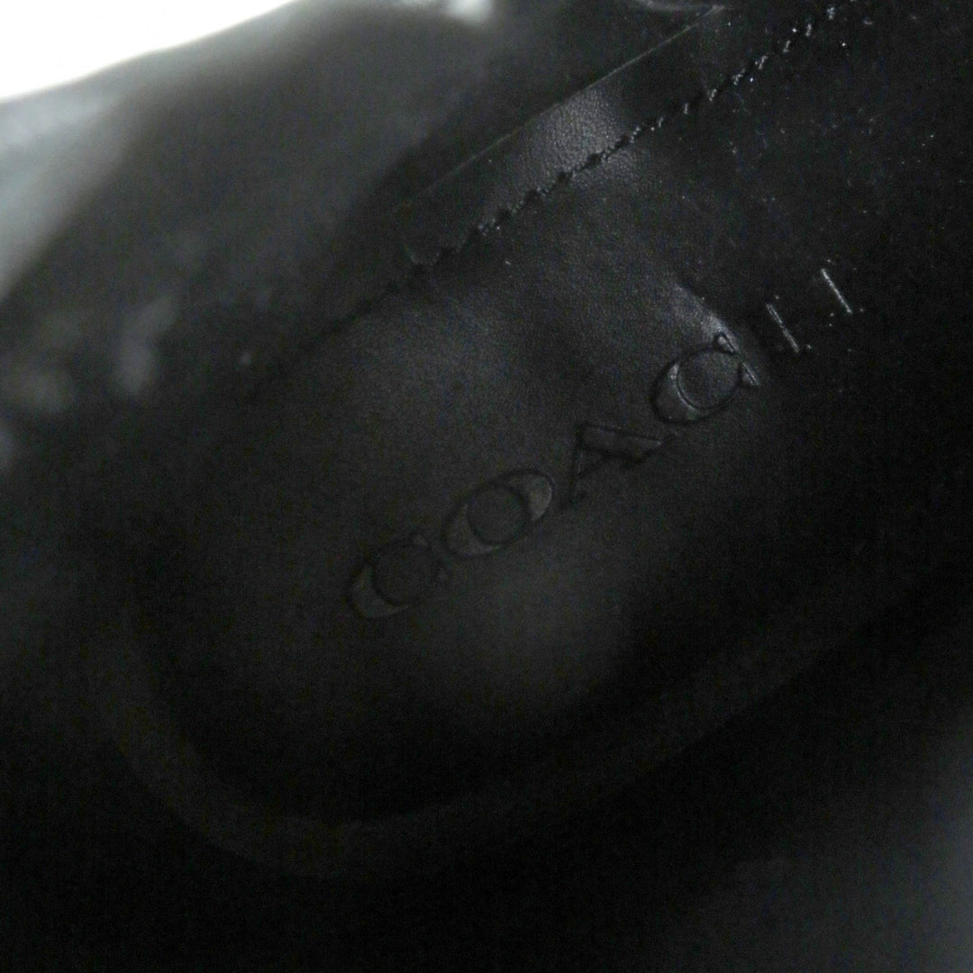 Excellent COACH Ankle boots Metal logo, side zip, chunky heel black leather