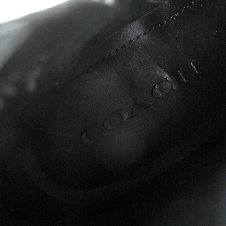 Excellent COACH Ankle boots Metal logo, side zip, chunky heel black leather