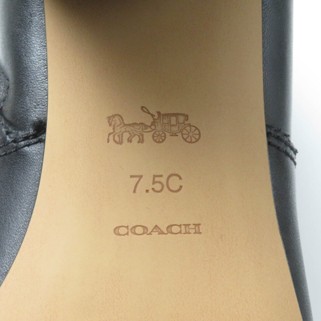 Excellent COACH Ankle boots Metal logo, side zip, chunky heel black leather