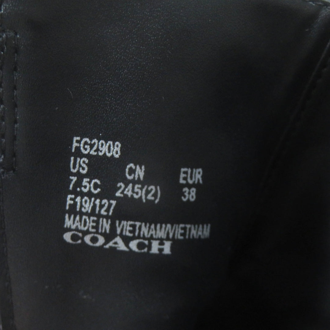 Excellent COACH Ankle boots Metal logo, side zip, chunky heel black leather