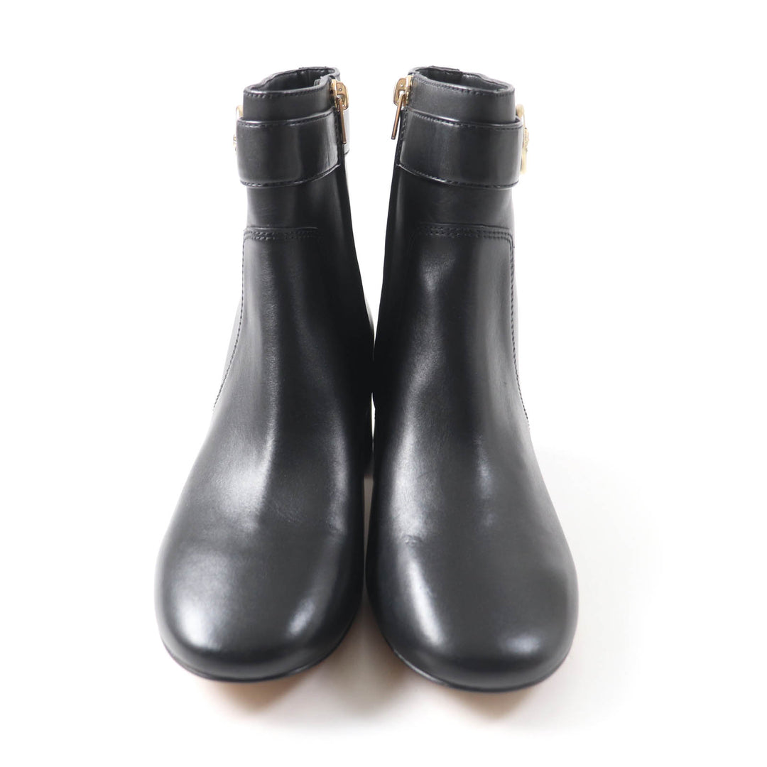 Excellent COACH Ankle boots Metal logo, side zip, chunky heel black leather