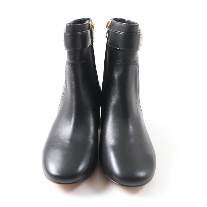 Excellent COACH Ankle boots Metal logo, side zip, chunky heel black leather
