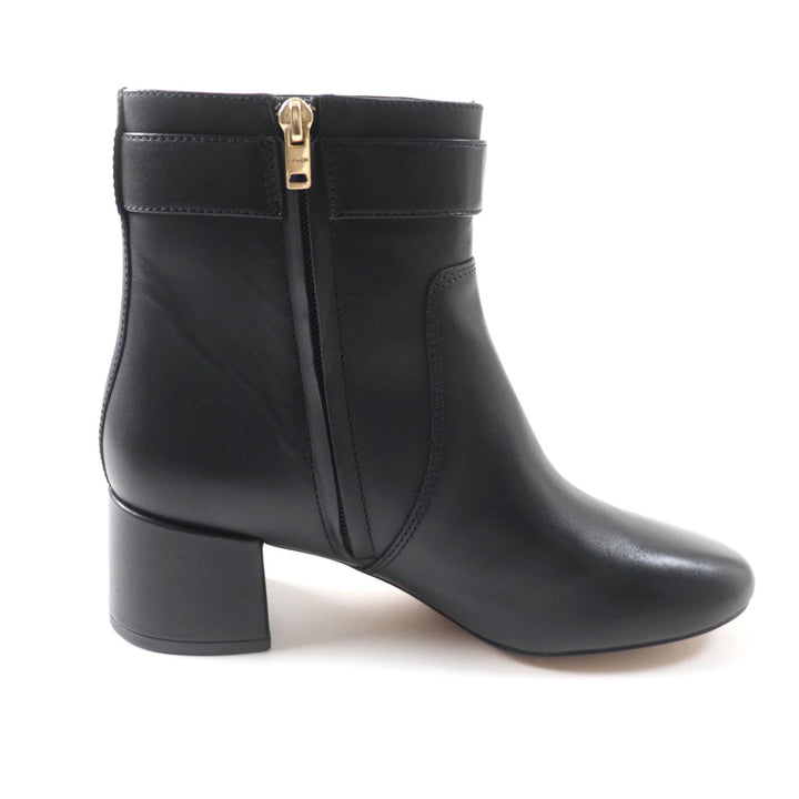 Excellent COACH Ankle boots Metal logo, side zip, chunky heel black leather