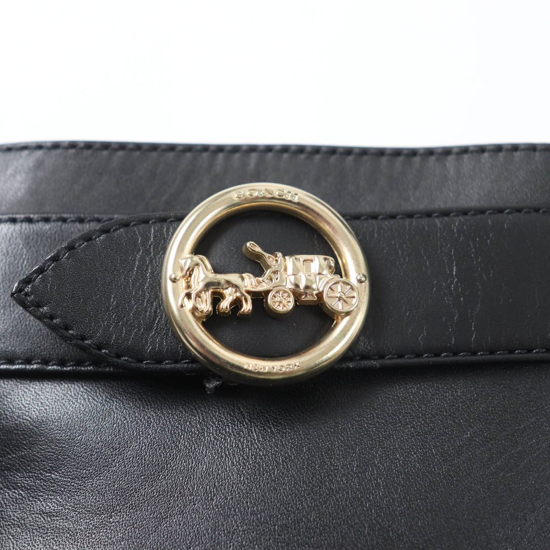 Excellent COACH Ankle boots Metal logo, side zip, chunky heel black leather