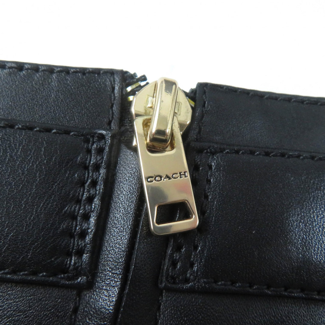 Excellent COACH Ankle boots Metal logo, side zip, chunky heel black leather