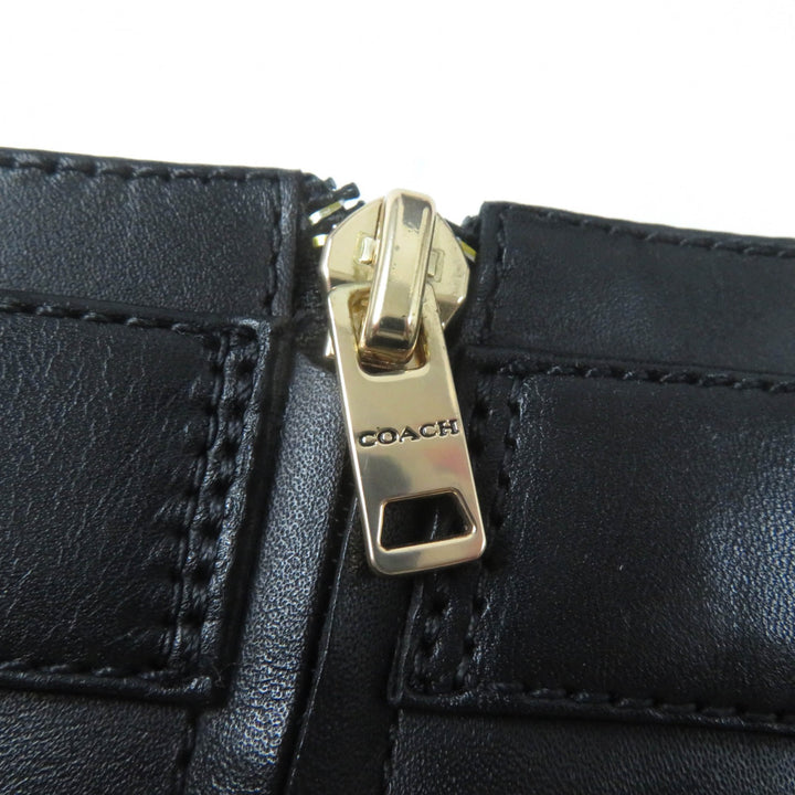 Excellent COACH Ankle boots Metal logo, side zip, chunky heel black leather