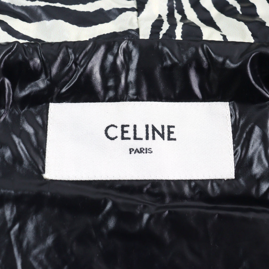 Excellent CELINE Jacket Zebra look loose cut coated nylon multicolor mens 46