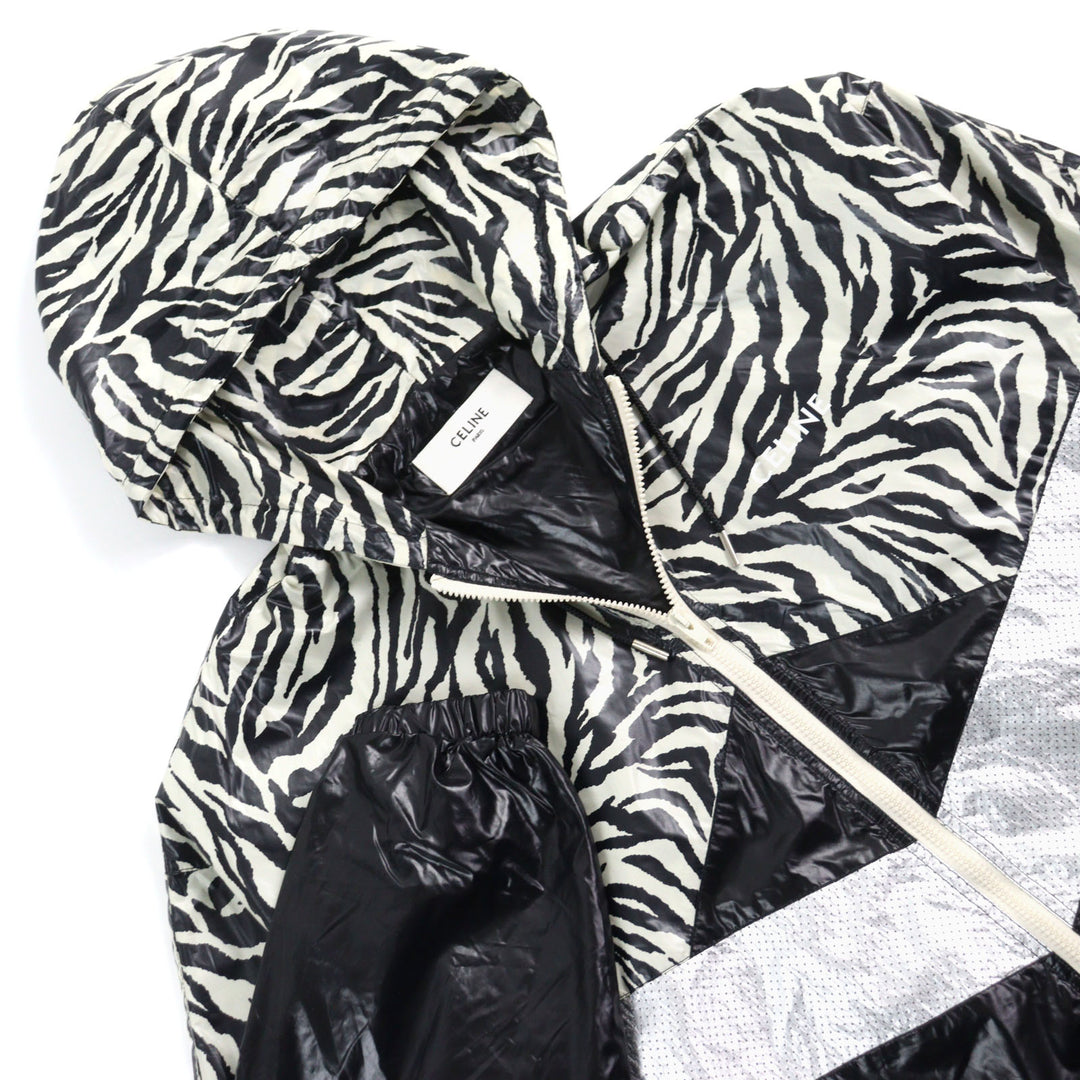Excellent CELINE Jacket Zebra look loose cut coated nylon multicolor mens 46 2W537260Q