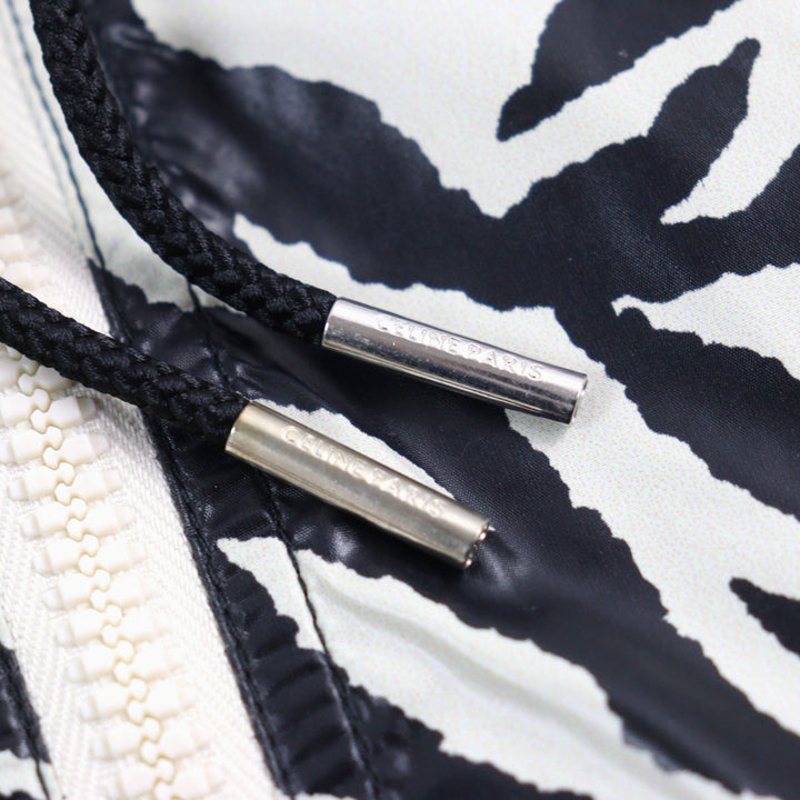 Excellent CELINE Jacket Zebra look loose cut coated nylon multicolor mens 46