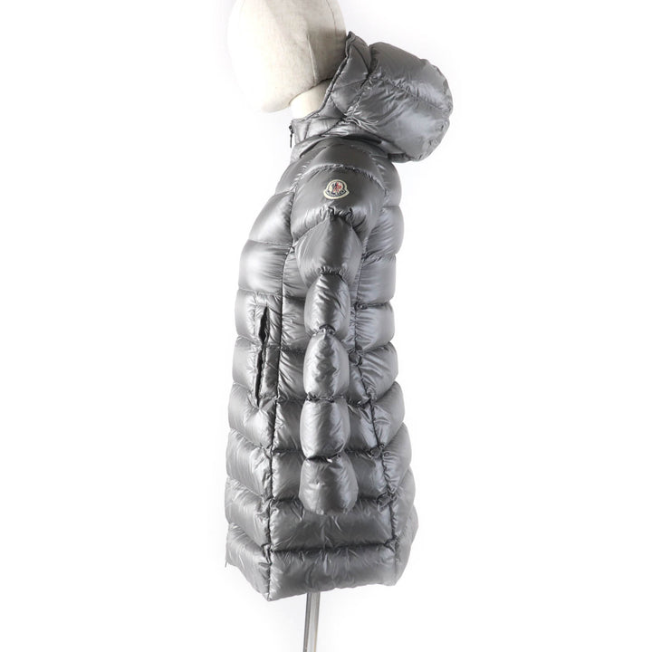 Great MONCLER down coat SUYEN Logo patch and hood ZIP UP gray polyamide (nylon) Women