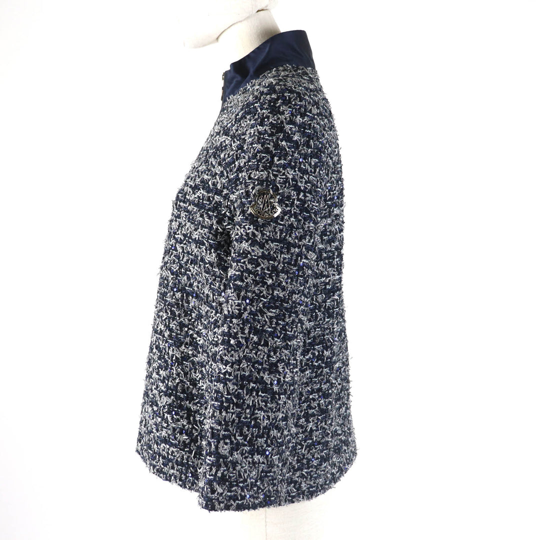 Great MONCLER GAMME ROUGE Jacket DALILA Ribbon Tweed Navy polyamide (nylon) Women 0