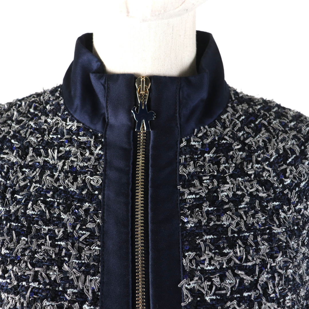 Great MONCLER GAMME ROUGE Jacket DALILA Ribbon Tweed Navy polyamide (nylon) Women 0