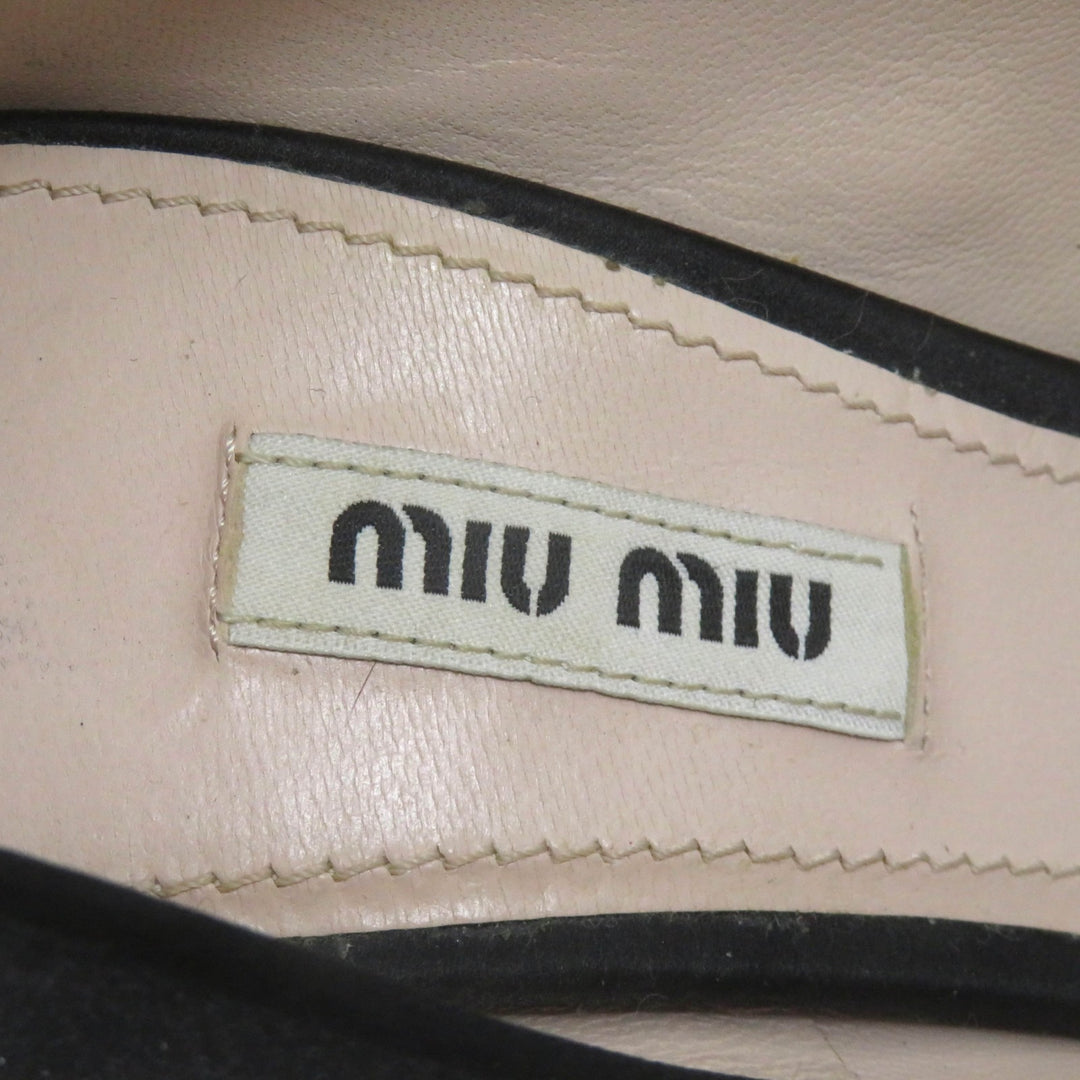 Great MIUMIU pumps Open toe with crystal jewels black Satin Women 37