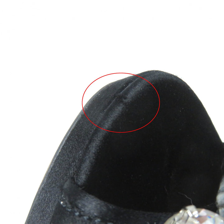 Great MIUMIU pumps Open toe with crystal jewels black Satin Women 37