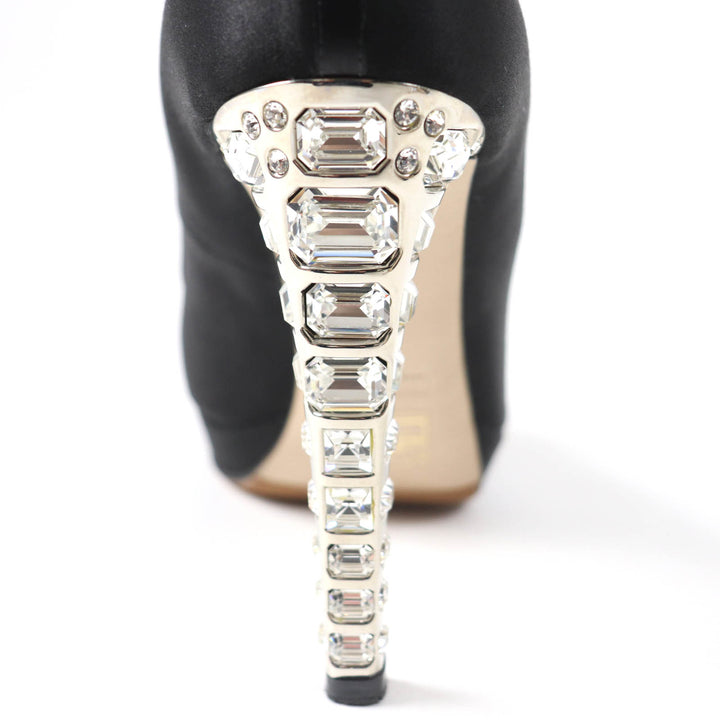 Great MIUMIU pumps Open toe with crystal jewels black Satin Women 37
