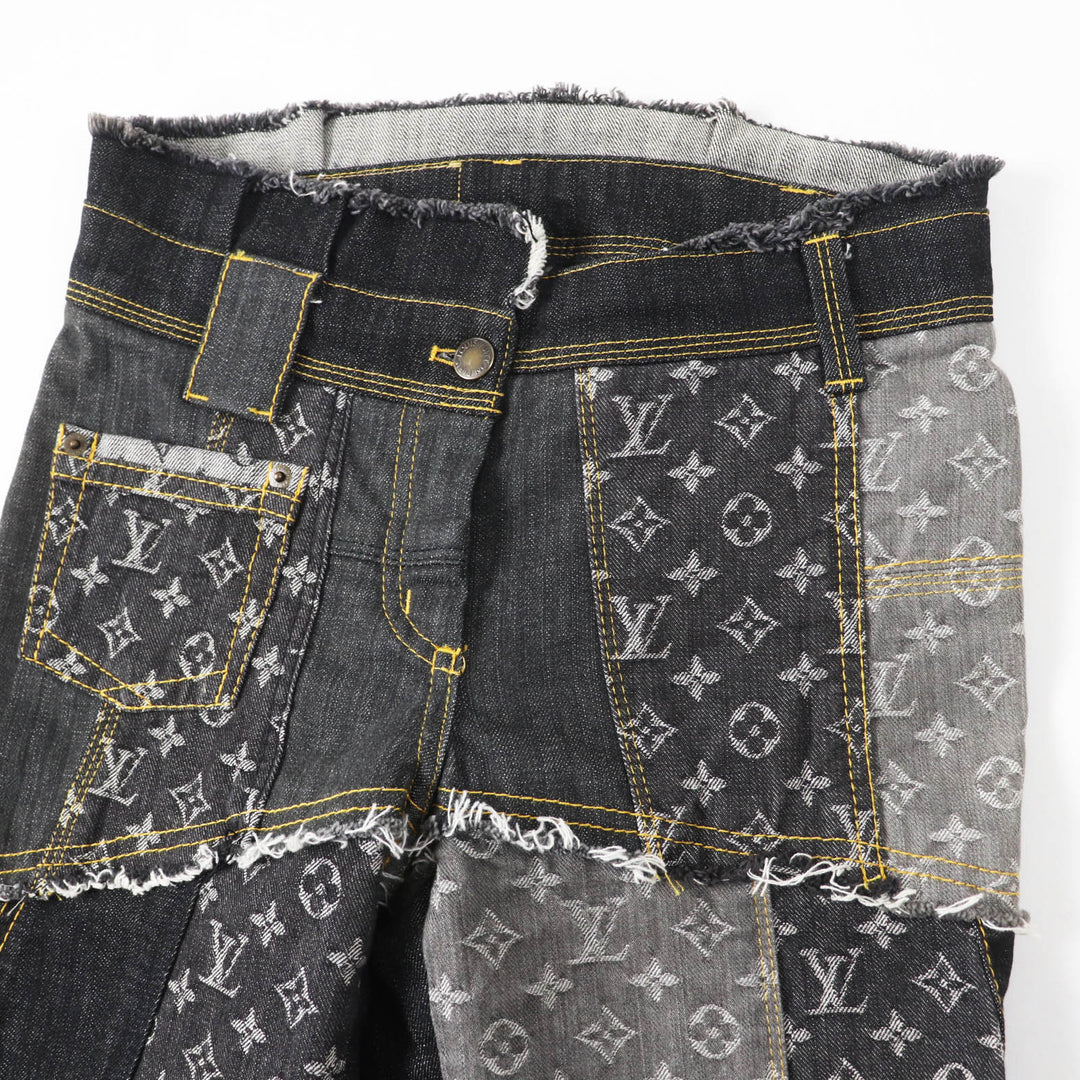 LOUIS VUITTON Denim pants Rare Indigo Blue Gray Women 34 07Stainless Steel