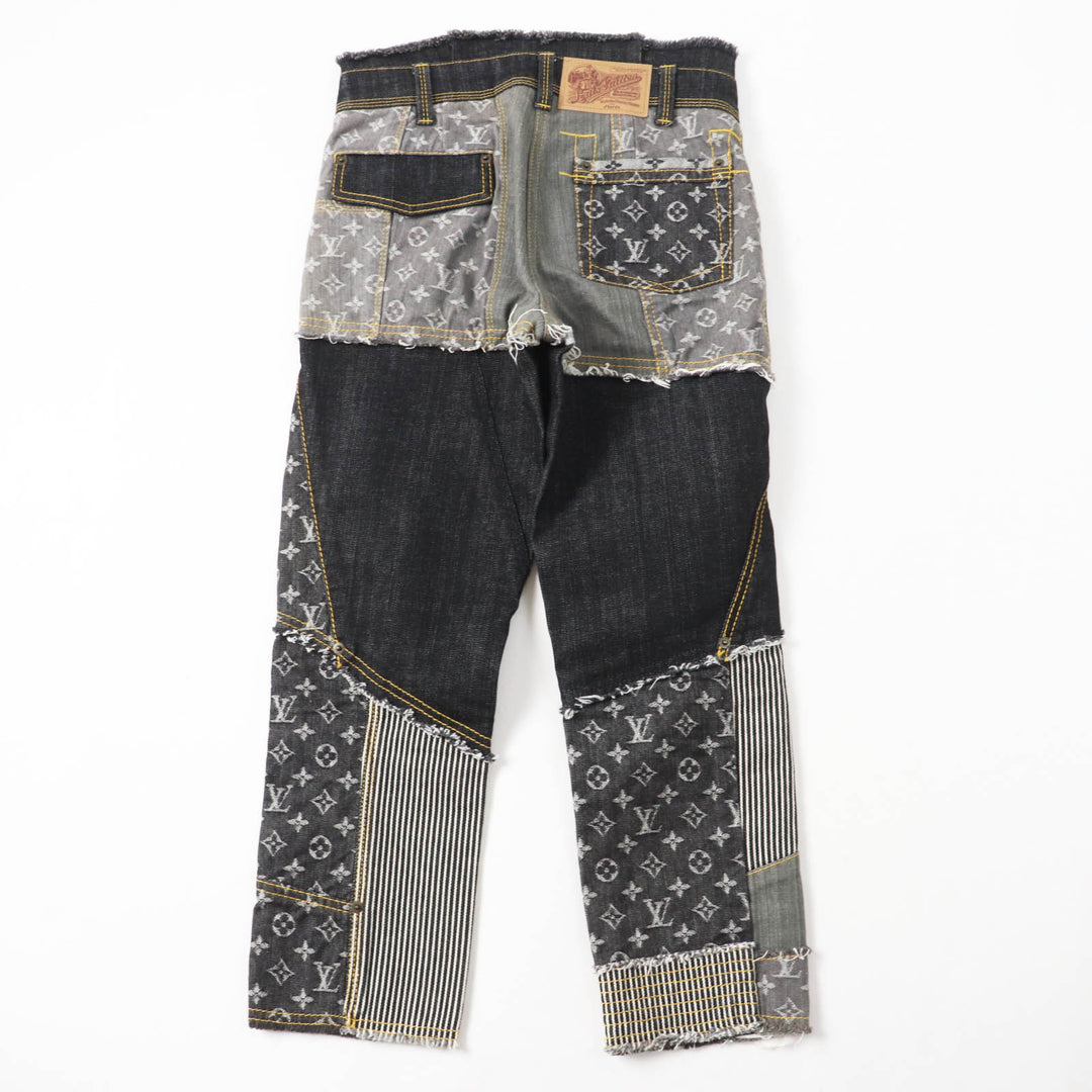 LOUIS VUITTON Denim pants Rare Indigo Blue Gray Women 34 07Stainless Steel