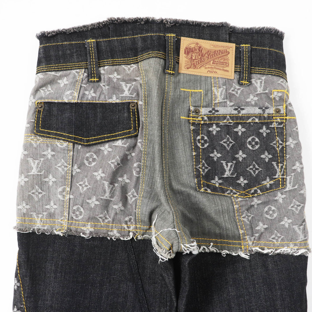 LOUIS VUITTON Denim pants Rare Indigo Blue Gray Women 34 07Stainless Steel