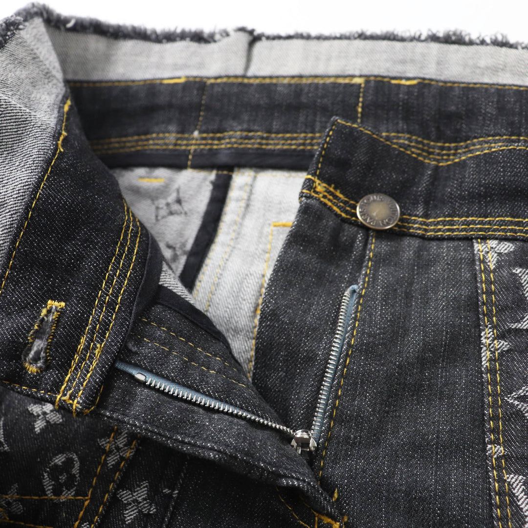 LOUIS VUITTON Denim pants Rare Indigo Blue Gray Women 34 07Stainless Steel