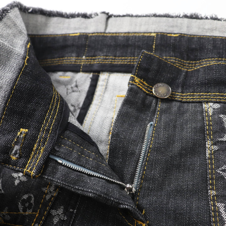 LOUIS VUITTON Denim pants Rare Indigo Blue Gray Women 34 07Stainless Steel
