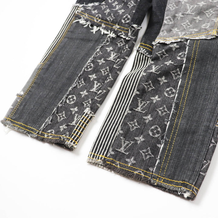 LOUIS VUITTON Denim pants Rare Indigo Blue Gray Women 34 07Stainless Steel