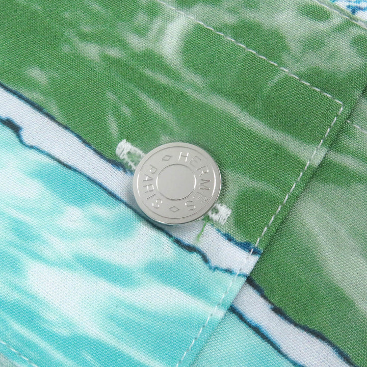 Excellent HERMES Long sleeve shirt Sleeve Serie Buttons Blue cotton mens 38