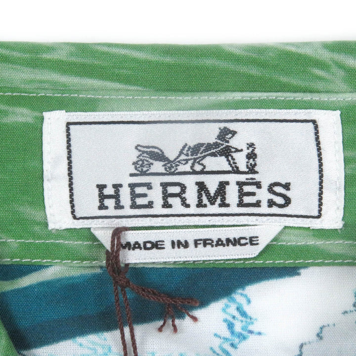 Excellent HERMES Long sleeve shirt Sleeve Serie Buttons Blue cotton mens 38