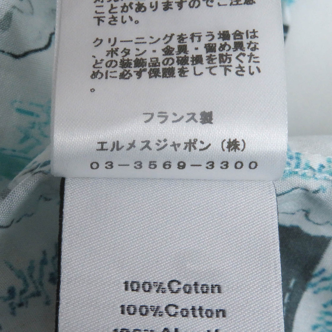 Excellent HERMES Long sleeve shirt Sleeve Serie Buttons Blue cotton mens 38