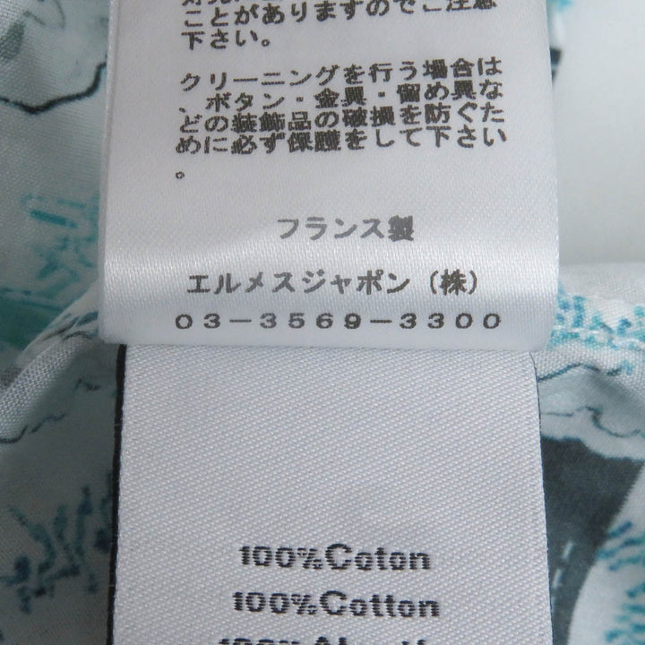 Excellent HERMES Long sleeve shirt Sleeve Serie Buttons Blue cotton mens 38