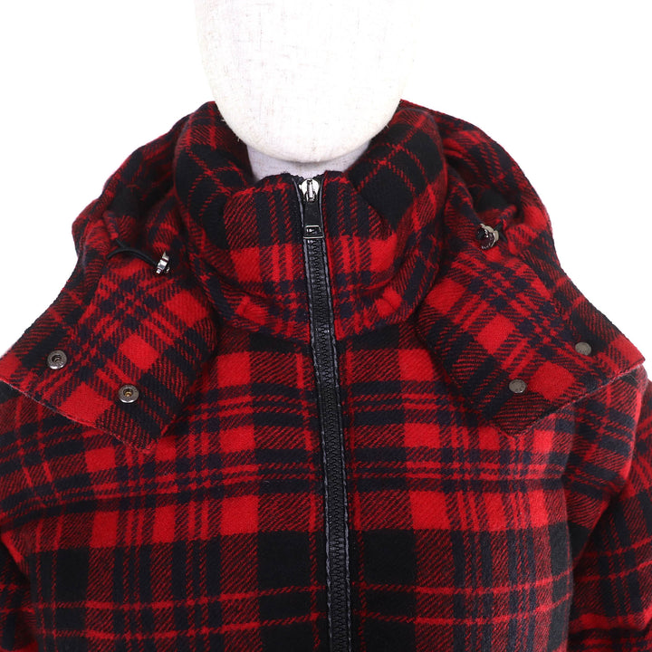Excellent MONCLER Down jacket DANUBE GIUBBOTTO Check Pattern Red black 0