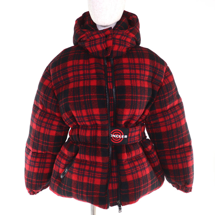 Excellent MONCLER Down jacket DANUBE GIUBBOTTO Check Pattern Red black 0