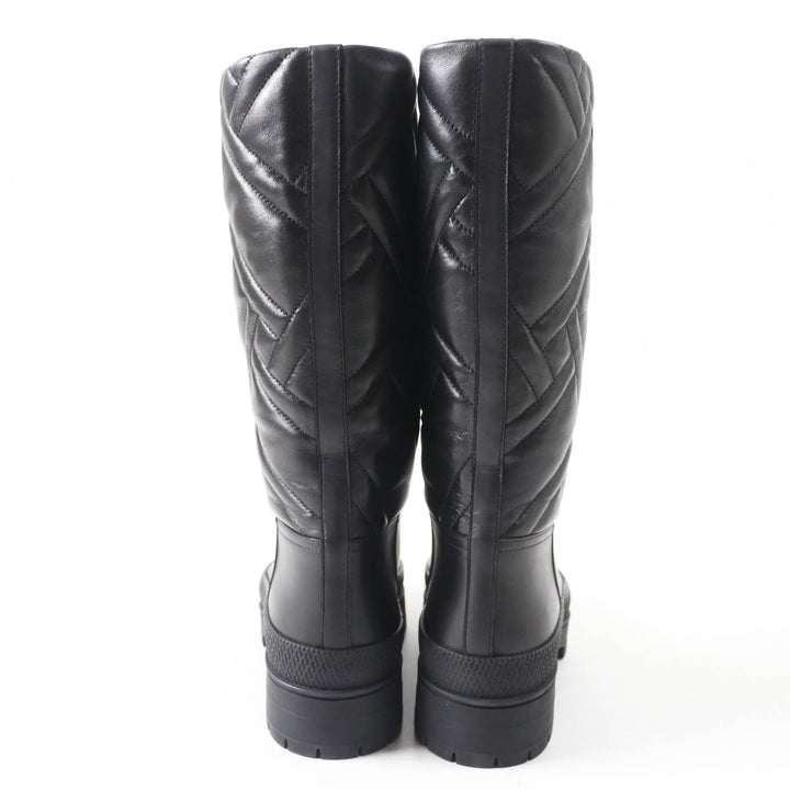 Excellent HERMES boots Fuji Ex Libris quilted with patches black leather Women