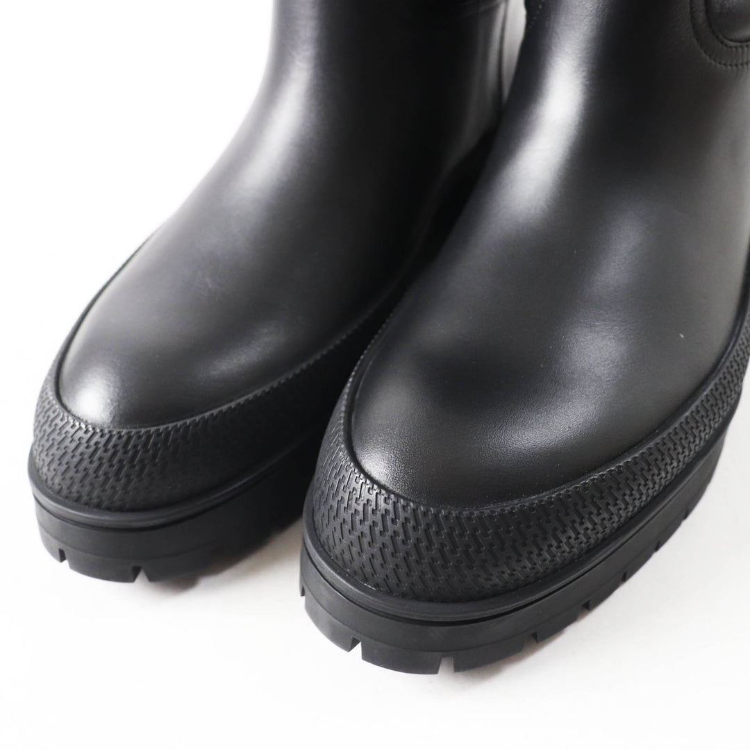 Excellent HERMES boots Fuji Ex Libris quilted with patches black leather Women 36.5 222048