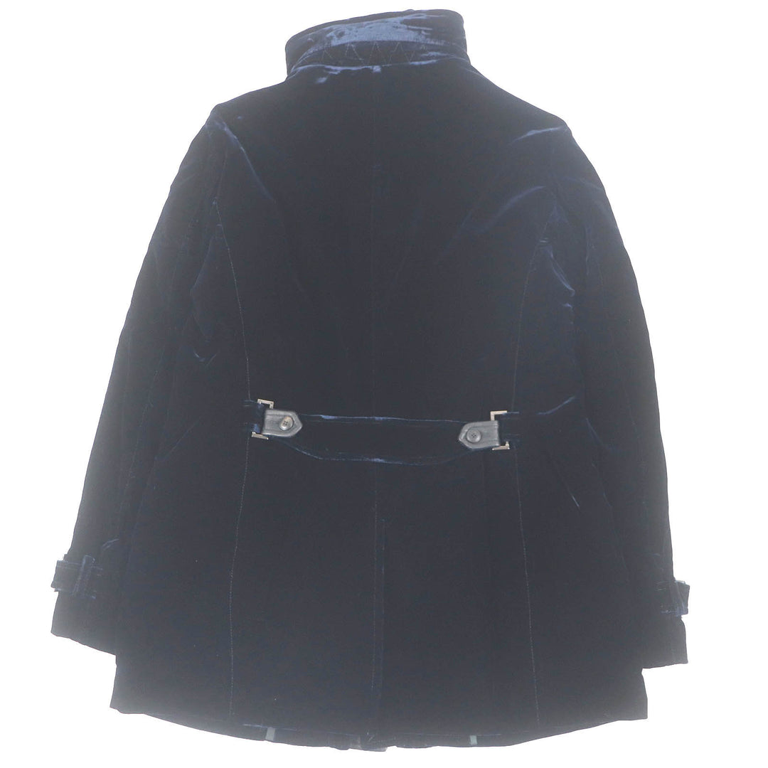Excellent GIORGIO ARMANI coat Leather accents Velvet WZIP Hooded Dark navy Rayon mens 54