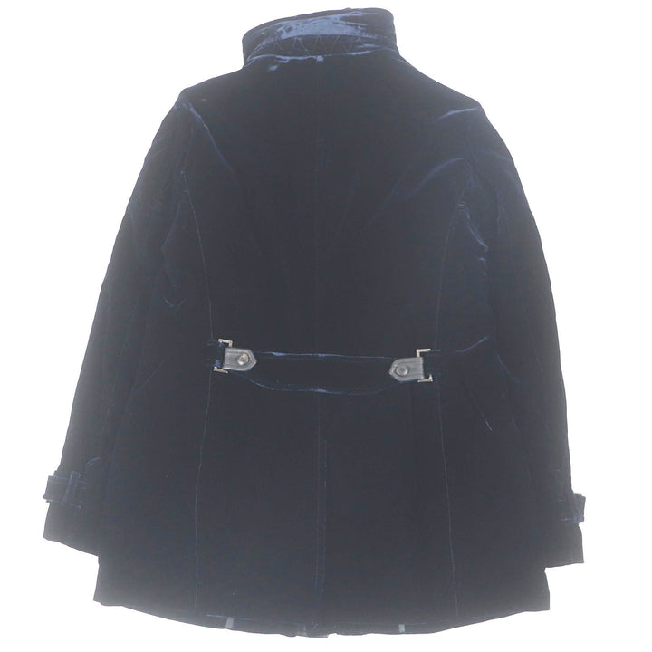Excellent GIORGIO ARMANI coat Leather accents Velvet WZIP Hooded Dark navy Rayon mens 54