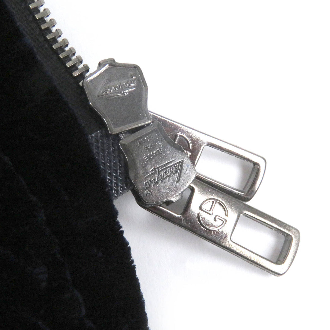 Excellent GIORGIO ARMANI coat Leather accents Velvet WZIP Hooded Dark navy Rayon mens 54
