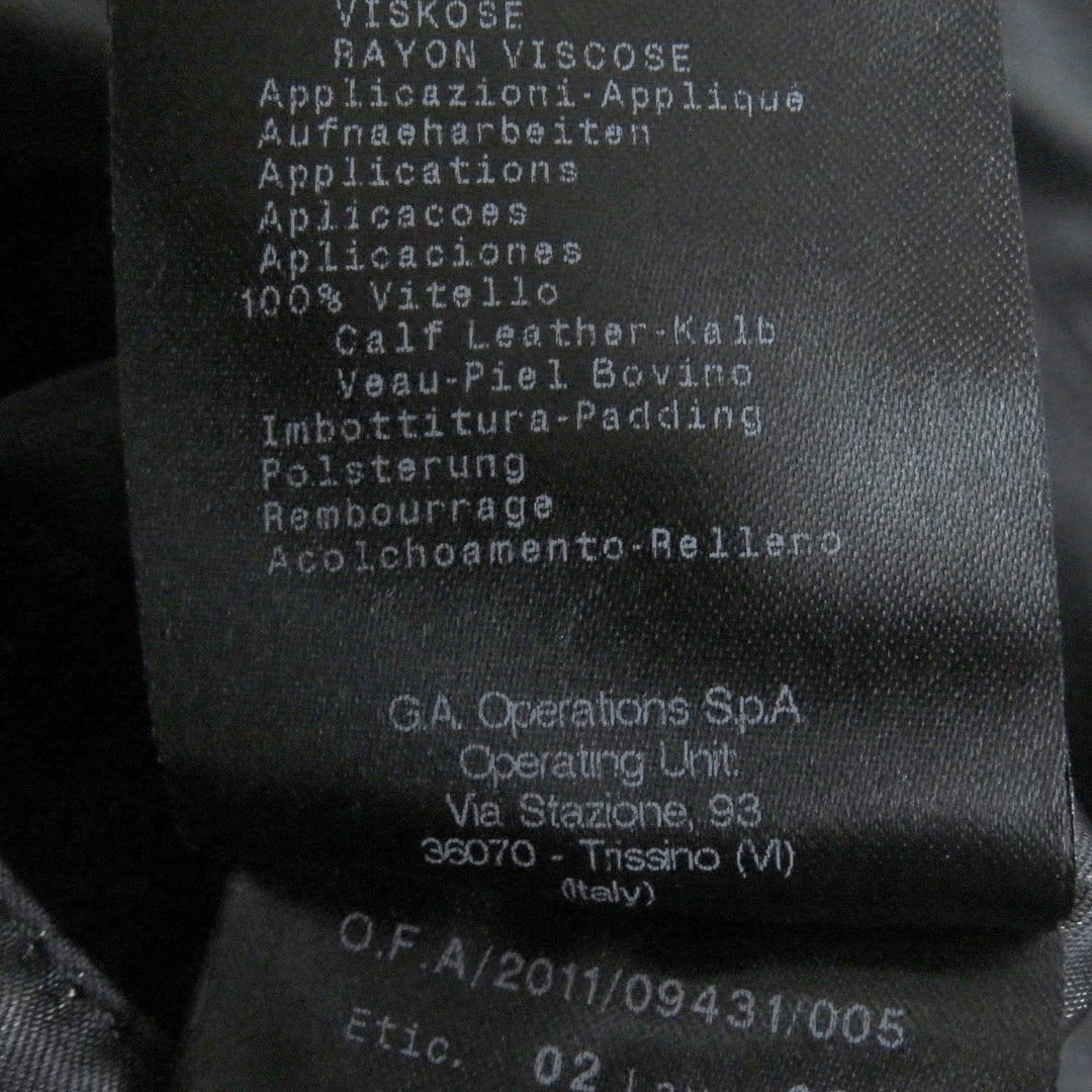 Excellent GIORGIO ARMANI coat Leather accents Velvet WZIP Hooded Dark navy Rayon mens 54