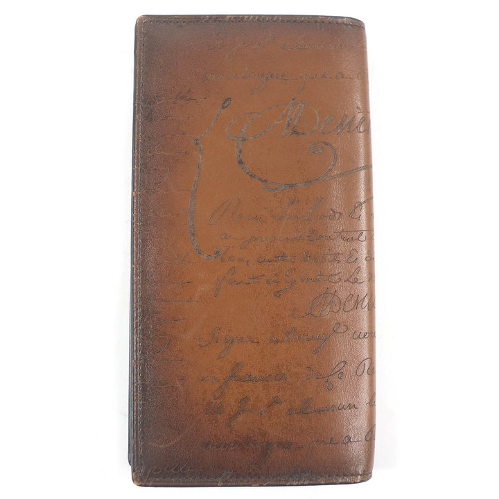 Great BERLUTI Purse Santal Scrit Calligraphy Brown leather mens