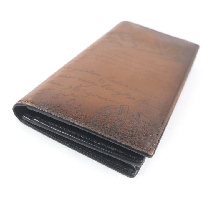 Great BERLUTI Purse Santal Scrit Calligraphy Brown leather mens
