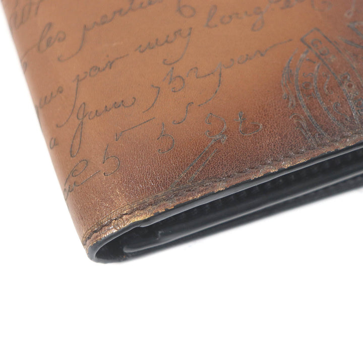 Great BERLUTI Purse Santal Scrit Calligraphy Brown leather mens