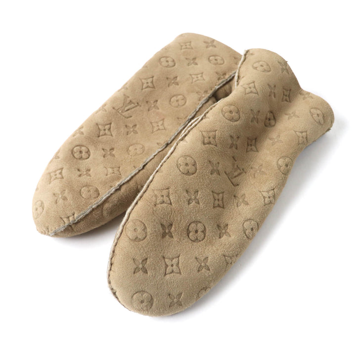 Very Good LOUIS VUITTON gloves Muff Sharlingram Mittens beige Sheep leather Women M76453