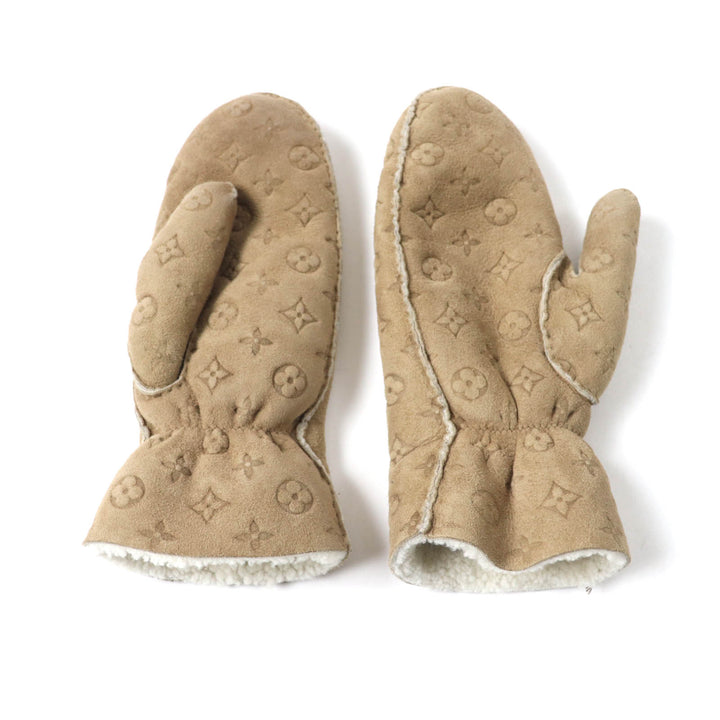 Very Good LOUIS VUITTON gloves Muff Sharlingram Mittens beige Sheep leather