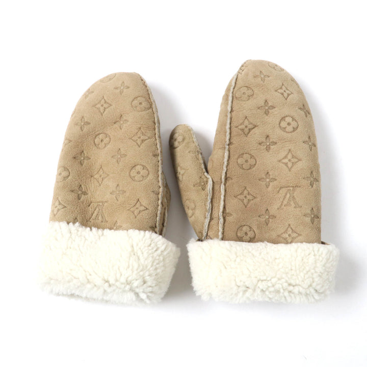 Very Good LOUIS VUITTON gloves Muff Sharlingram Mittens beige Sheep leather