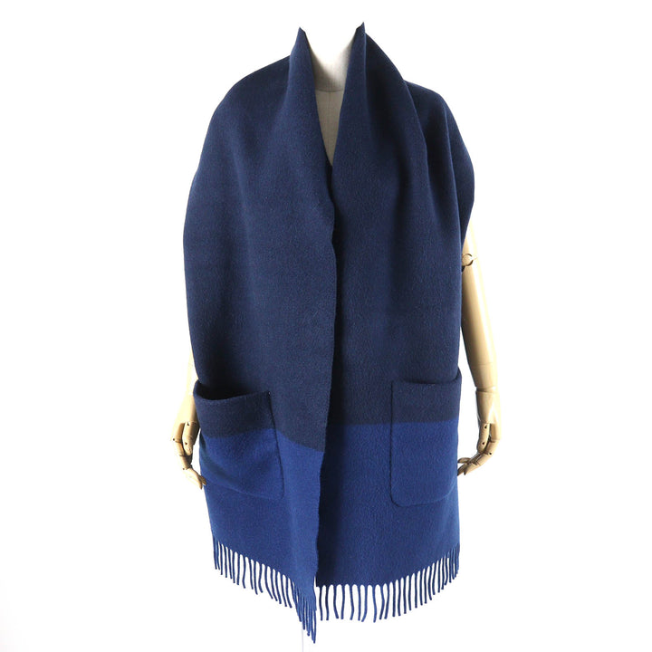 Great HERMES Scarf Allumet Pocket Leather tag large shawl cashmere Women H259096S