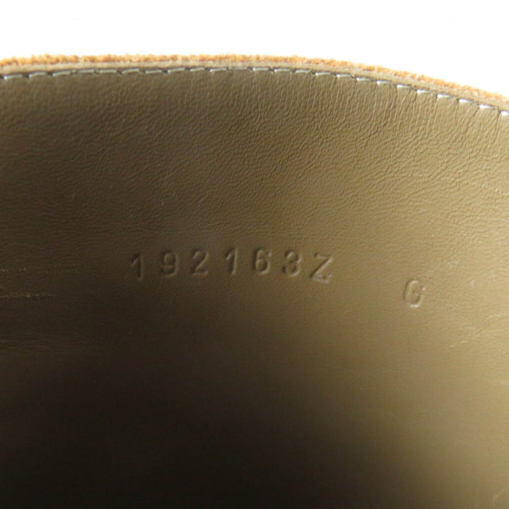 Great HERMES Knee-high boots Versailles Square toe light brown Suede leather Women 36