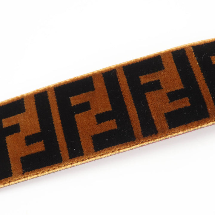 Great FENDI Shoulder strap Mini strap you FF logo and Zucca pattern Velor Women