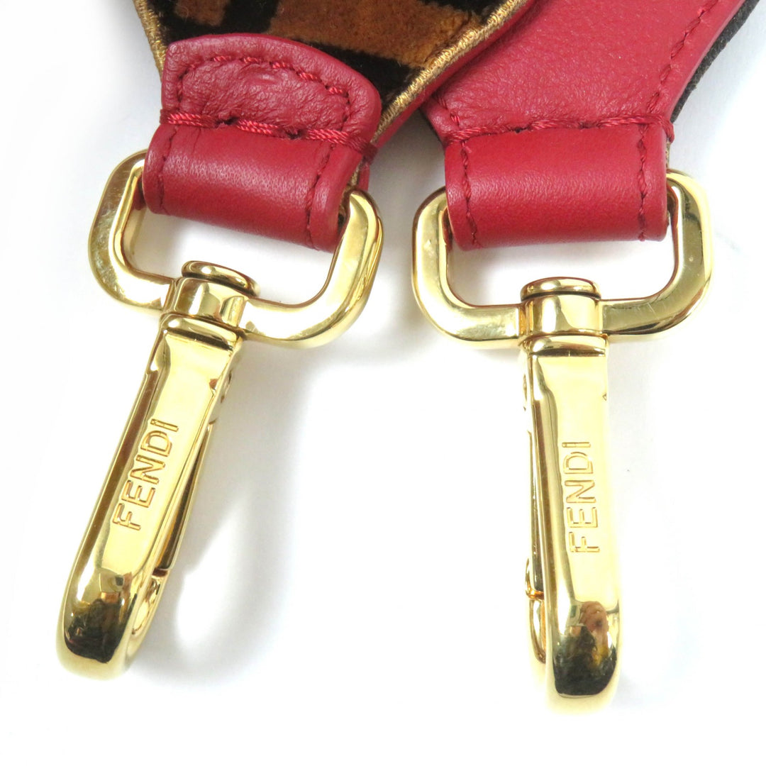 Great FENDI Shoulder strap Mini strap you FF logo and Zucca pattern Velor Women