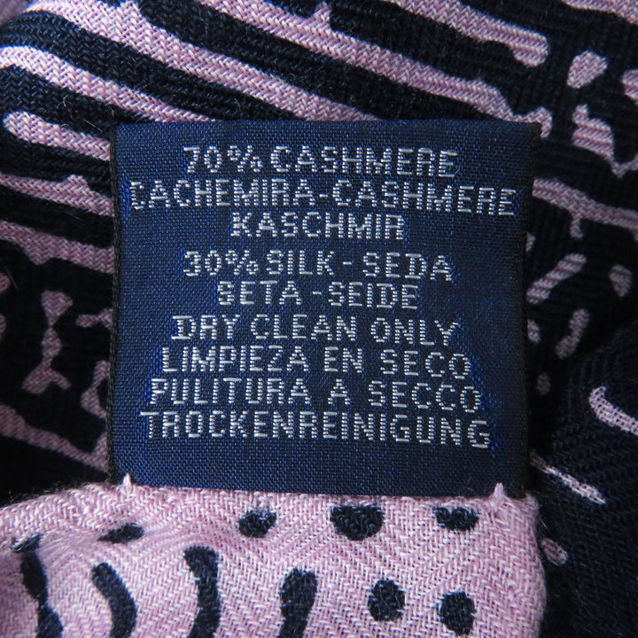 Excellent HERMES scarf CLAIR DE LUNE Large stole/ Navy pink cashmere Women